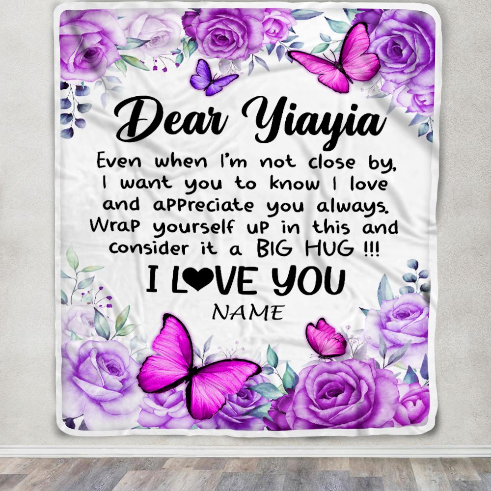 Personalized To My Yiayia Blanket From Kids Butterfly Love And Appreciate Yiayia Birthday Mothers Day Thanksgiving Christmas Customized Fleece Throw Blanket | teecentury