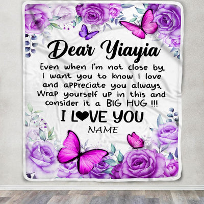 Personalized To My Yiayia Blanket From Kids Butterfly Love And Appreciate Yiayia Birthday Mothers Day Thanksgiving Christmas Customized Fleece Throw Blanket | teecentury