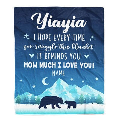 Personalized To My Yiayia Blanket From Kids I Hope Every Time Bear Yiayia Birthday Mothers Day Thanksgiving Christmas Customized Fleece Throw Blanket | teecentury