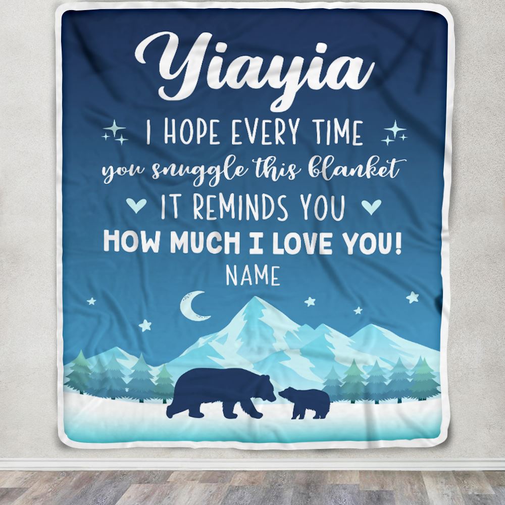 Personalized To My Yiayia Blanket From Kids I Hope Every Time Bear Yiayia Birthday Mothers Day Thanksgiving Christmas Customized Fleece Throw Blanket | teecentury