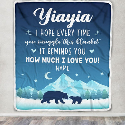 Personalized To My Yiayia Blanket From Kids I Hope Every Time Bear Yiayia Birthday Mothers Day Thanksgiving Christmas Customized Fleece Throw Blanket | teecentury