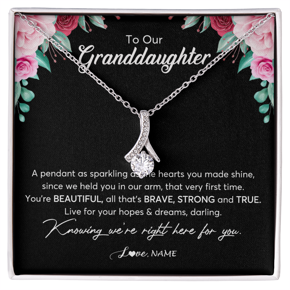 Alluring Beauty Necklace | Personalized To Our Granddaughter Necklace From Aunt Uncle You're Beautiful Granddaughter Jewelry Pendant Birthday Christmas Customized Gift Box Message Card | teecentury