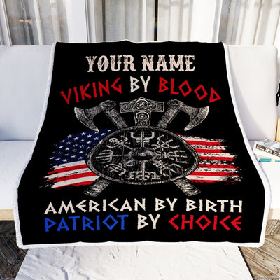 Personalized Viking Blanket Viking By Blood American By Birth Odin God Scandinavian Norse Mythology Runes Men Women Dad Men Birthday Fleece Throw Blanket Blanket | Teecentury.com