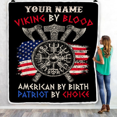 Personalized Viking Blanket Viking By Blood American By Birth Odin God Scandinavian Norse Mythology Runes Men Women Dad Men Birthday Fleece Throw Blanket Blanket | Teecentury.com