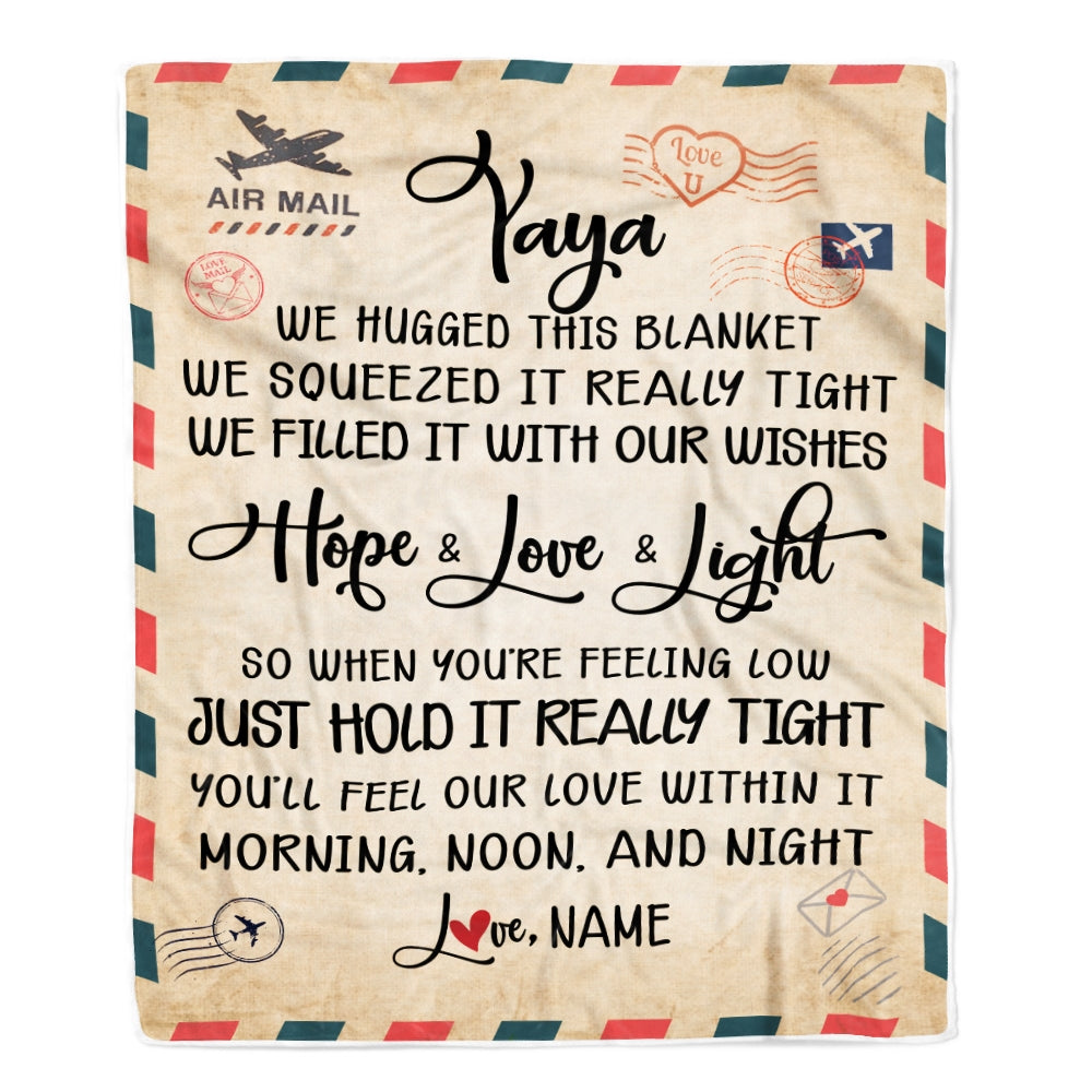 Personalized Yaya Blanket From Kids We Hugged This Blanket Mail Letter Yaya Birthday Mothers Day Christmas Customized Fleece Blanket Blanket | Teecentury.com