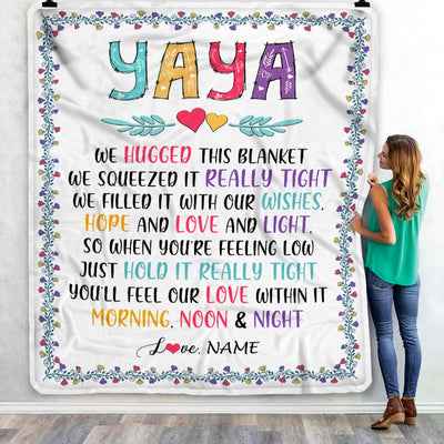 Personalized Yaya Blanket From Kids We Hugged This Blanket Yaya Birthday Mothers Day Christmas Customized Fleece Blanket Blanket | Teecentury.com