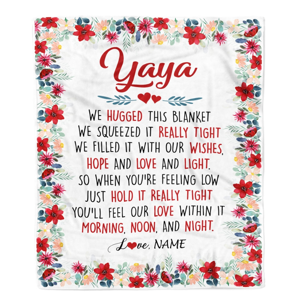 Personalized Yaya Blanket From Kids We Hugged This Blanket Yaya Birthday Mothers Day Christmas Customized Fleece Throw Blanket Blanket | Teecentury.com