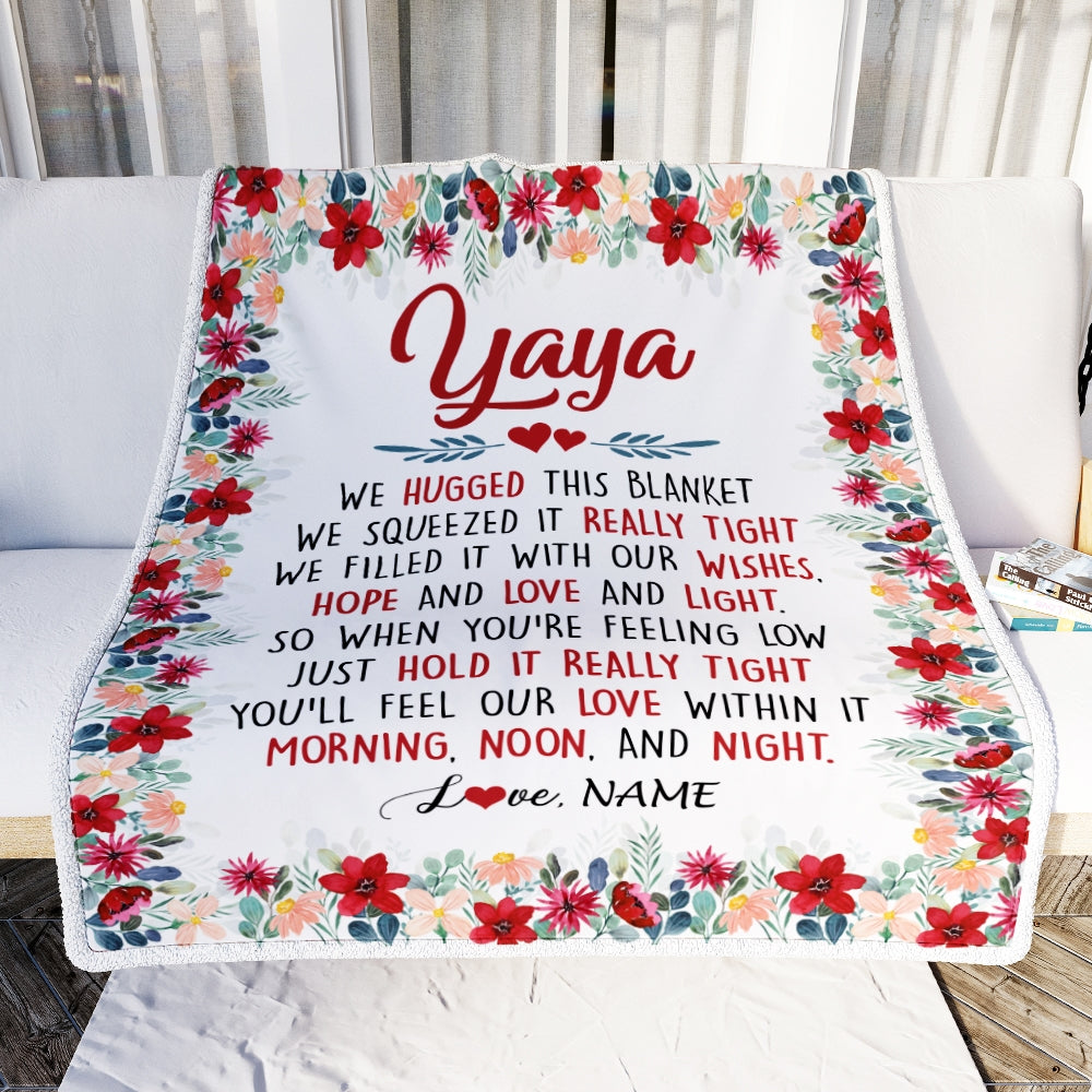 Personalized Yaya Blanket From Kids We Hugged This Blanket Yaya Birthday Mothers Day Christmas Customized Fleece Throw Blanket Blanket | Teecentury.com