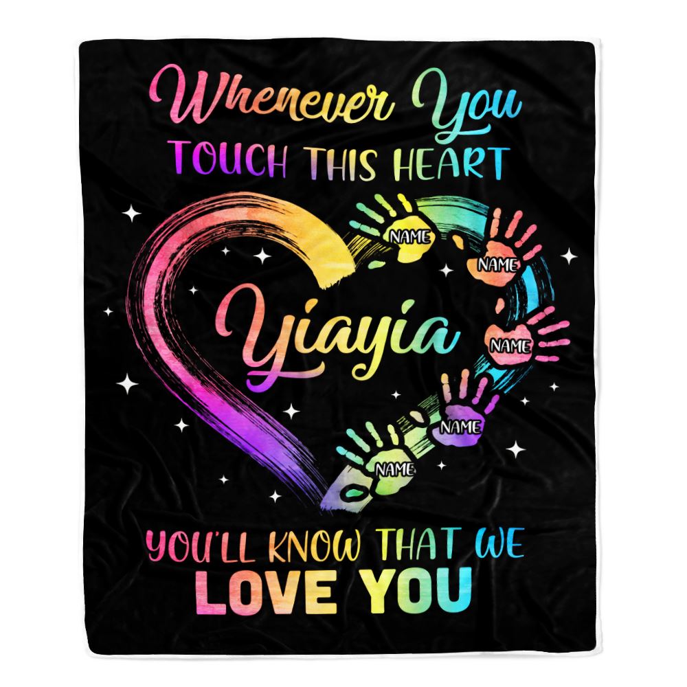 Personalized Yiayia Blanket From Grandkids Granddaughter Grandson We Love You Grandparent Yiayia Birthday Mothers Day Christmas Bed Fleece Throw Blanket | teecentury