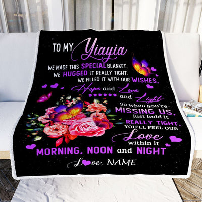 Personalized Yiayia Blanket From Grandkids Granddaughter We Made This Special Blanket Flower Yiayia Birthday Mothers Day Christmas Customized Fleece Blanket | teecentury