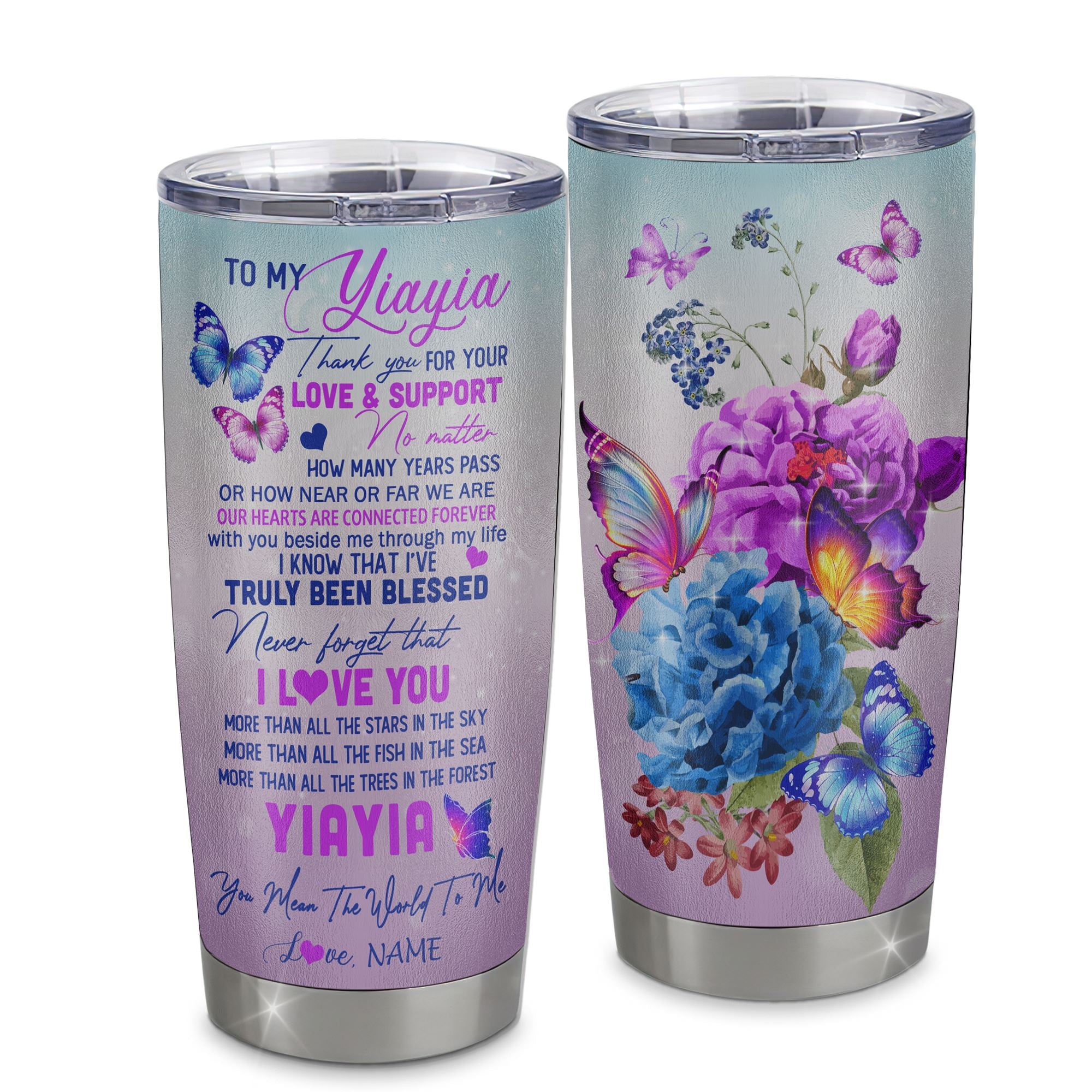 Personalized Yiayia From Granddaughter Stainless Steel Tumbler Cup Thank You Never Forget I Love You Yiayia Mothers Day Birthday Christmas Travel Mug | teecentury