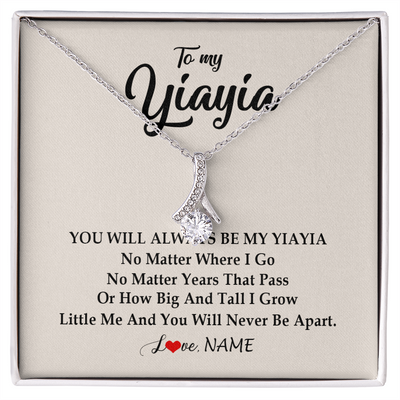 Alluring Beauty Necklace | Personalized Yiayia Necklace From Grandkids Granddaughter Grandson You Will Always Be My Yiayia Birthday Mothers Day Christmas Customized Gift Box Message Card | teecentury