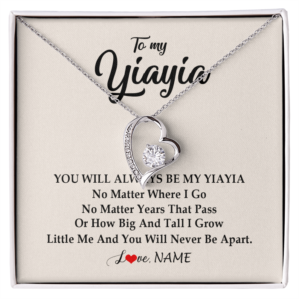 Forever Love Necklace | Personalized Yiayia Necklace From Grandkids Granddaughter Grandson You Will Always Be My Yiayia Birthday Mothers Day Christmas Customized Gift Box Message Card | teecentury
