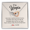 Interlocking Hearts Necklace | Personalized Yiayia Necklace From Grandkids Granddaughter Grandson You're Always In My Heart Yiayia Birthday Mothers Day Customized Gift Box Message Card | teecentury