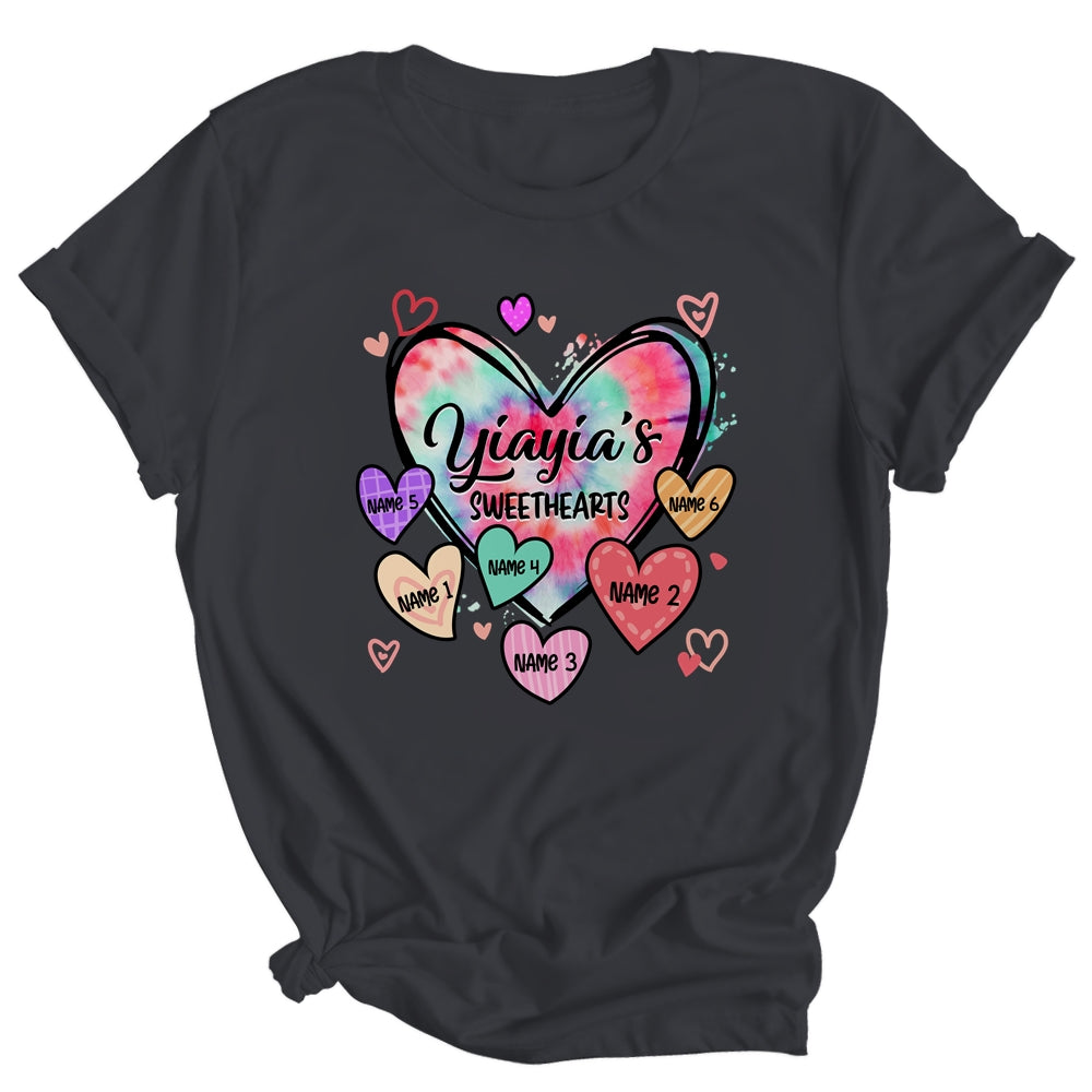 Personalized Yiayia Sweethearts Custom With Grandkids Name Valentines Day Mothers Day Birthday Christmas Shirt & Tank Top | teecentury