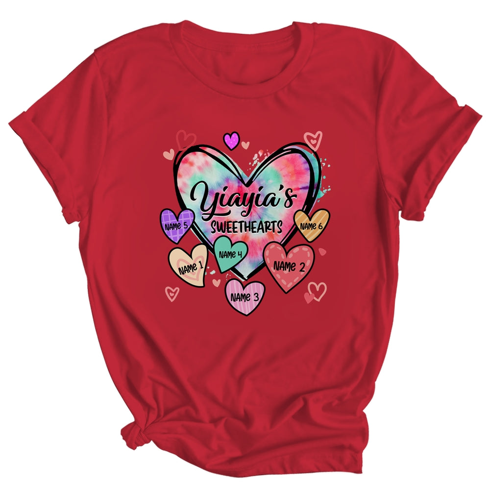 Personalized Yiayia Sweethearts Custom With Grandkids Name Valentines Day Mothers Day Birthday Christmas Shirt & Tank Top | teecentury