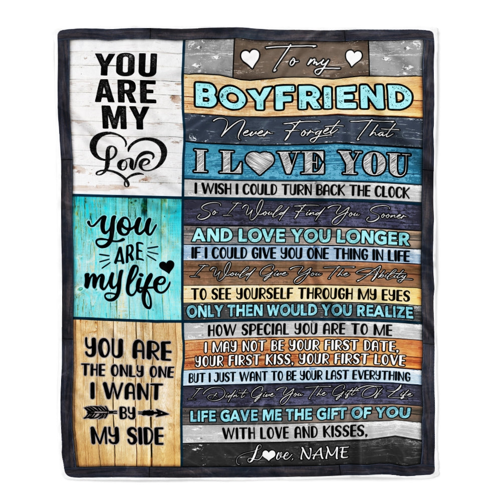 Personalized to My Boyfriend Blankets From Girlfriend Never Forget That I Love You Boyfriend Birthday Valentine's Day Christmas Customized Fleece Blanket Blanket | Teecentury.com