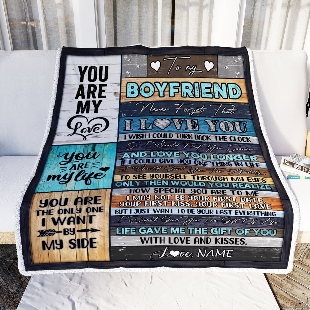 Personalized to My Boyfriend Blankets From Girlfriend Never Forget That I Love You Boyfriend Birthday Valentine's Day Christmas Customized Fleece Blanket Blanket | Teecentury.com