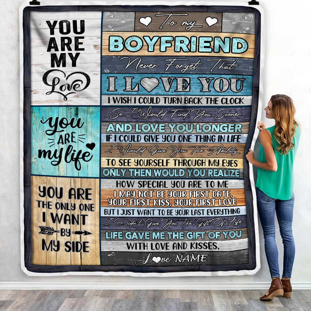 Personalized to My Boyfriend Blankets From Girlfriend Never Forget That I Love You Boyfriend Birthday Valentine's Day Christmas Customized Fleece Blanket Blanket | Teecentury.com