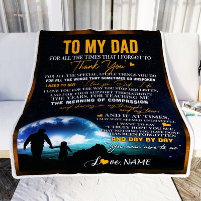 Personalized to My Dad Blanket from Daughter Son Thank You I Love You Dad Father's Day Birthday Thanksgiving Christmas Customized Fleece Blanket Blanket | Teecentury.com