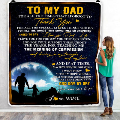 Personalized to My Dad Blanket from Daughter Son Thank You I Love You Dad Father's Day Birthday Thanksgiving Christmas Customized Fleece Blanket Blanket | Teecentury.com