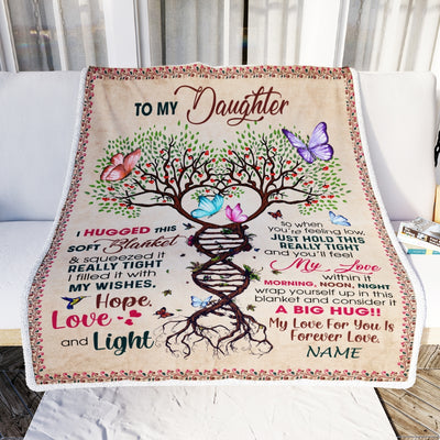Personalized to My Daughter Blanket from Mom Dad My Love Within It Morning Noon Night Butterfly Tree Daughter Birthday Christmas Customized Fleece Blanket Blanket | Teecentury.com