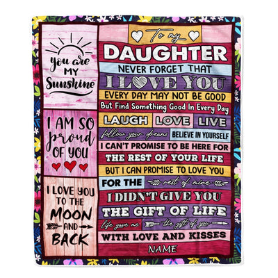 Personalized to My Daughter Blanket from Mom Dad Wood Laugh Love Live Believe Daughter Birthday Thanksgiving Christmas Customized Fleece Throw Blanket Blanket | Teecentury.com