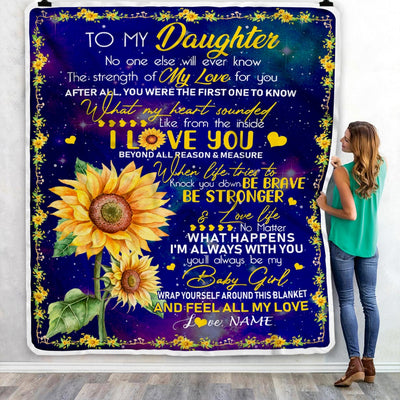 Personalized to My Daughter Blanket from Mom No One Else Will Ever Know Butterfly Sunflower Daughter Birthday Christmas Customized Fleece Blanket Blanket | Teecentury.com