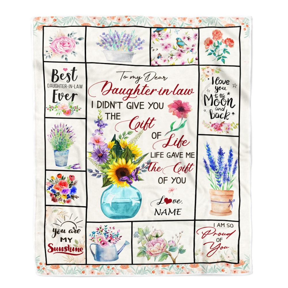 Personalized to My Dear Daughter in Law Blanket I Didn't GIVE You The Gift of Life Christmas Birthday Pregnant Wedding Anniversary Customized Fleece Blanket Blanket | Teecentury.com