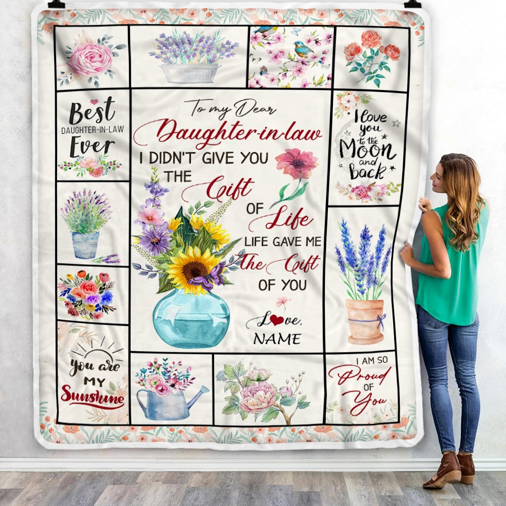 Personalized to My Dear Daughter in Law Blanket I Didn't GIVE You The Gift of Life Christmas Birthday Pregnant Wedding Anniversary Customized Fleece Blanket Blanket | Teecentury.com