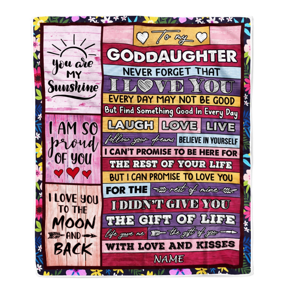 Personalized to My Goddaughter Blanket from Godmother Godfather Wood Laugh Love Live Believe Goddaughter Birthday Christmas Fleece Throw Blanket Blanket | Teecentury.com