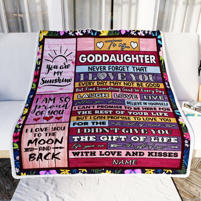 Personalized to My Goddaughter Blanket from Godmother Godfather Wood Laugh Love Live Believe Goddaughter Birthday Christmas Fleece Throw Blanket Blanket | Teecentury.com