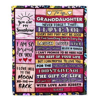 Personalized to My Granddaughter Blanket from Grandma Grandpa Papa Wood Laugh Love Live Believe Granddaughter Birthday Christmas Fleece Throw Blanket Blanket | Teecentury.com