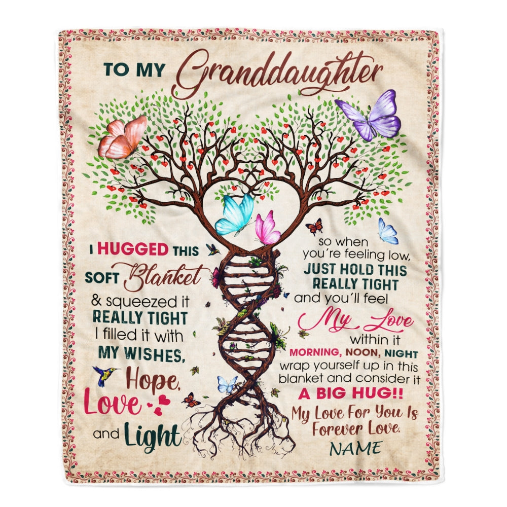 Personalized to My Granddaughter Blanket from Grandma Nana Grandpa My Love Within It Morning Noon Night Butterfly Tree Birthday Christmas Fleece Blanket Blanket | Teecentury.com