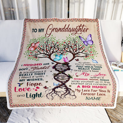 Personalized to My Granddaughter Blanket from Grandma Nana Grandpa My Love Within It Morning Noon Night Butterfly Tree Birthday Christmas Fleece Blanket Blanket | Teecentury.com