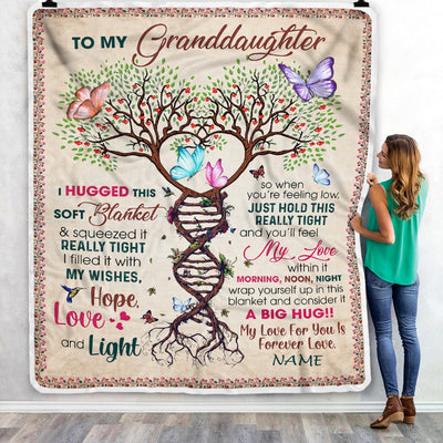 Personalized to My Granddaughter Blanket from Grandma Nana Grandpa My Love Within It Morning Noon Night Butterfly Tree Birthday Christmas Fleece Blanket Blanket | Teecentury.com