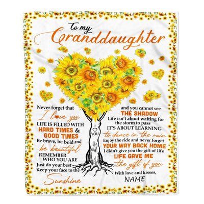 Personalized to My Granddaughter Blanket from Grandma Nana Mimi Gave Me The Gift of You Sunflower Birthday Thanksgiving Christmas Customized Fleece Blanket Blanket | Teecentury.com