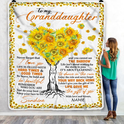Personalized to My Granddaughter Blanket from Grandma Nana Mimi Gave Me The Gift of You Sunflower Birthday Thanksgiving Christmas Customized Fleece Blanket Blanket | Teecentury.com