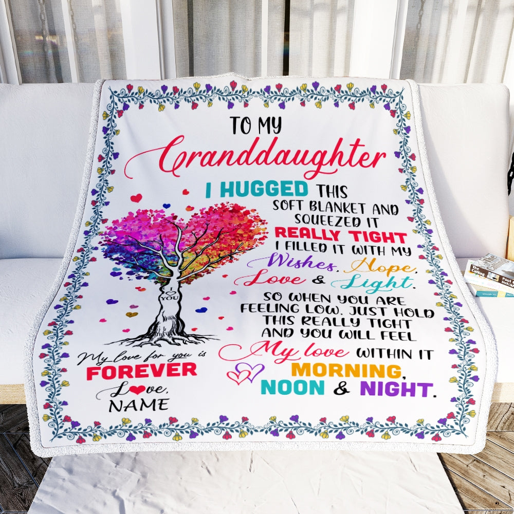 Personalized to My Granddaughter Blanket from Grandma Nana Mimi Grandpa I Hugged This Soft Blanket Birthday Thanksgiving Christmas Customized Fleece Blanket Blanket | Teecentury.com