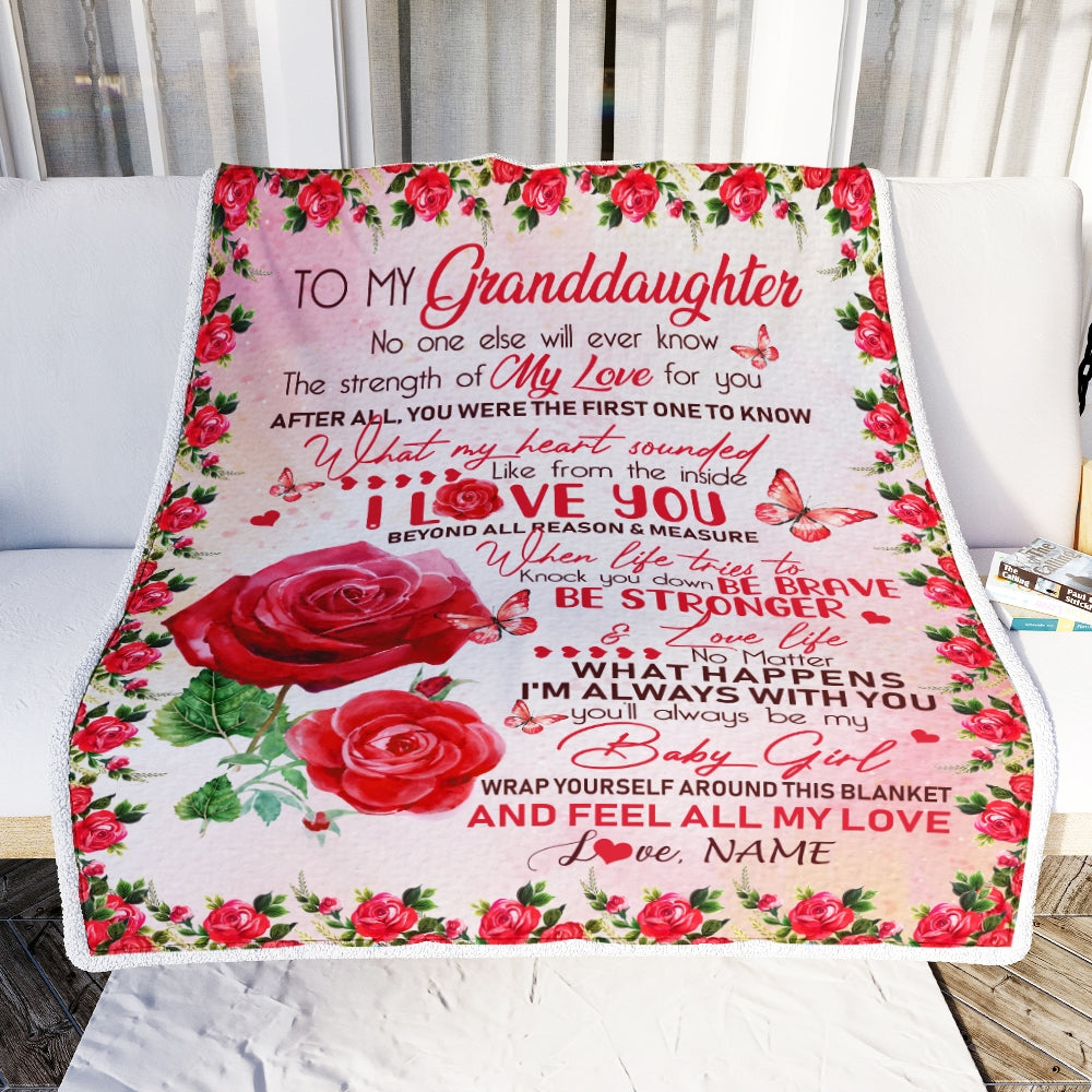 Personalized to My Granddaughter Blanket from Grandma Nana Mimi Grandpa No One Else Will Ever Know Rose Birthday Thanksgiving Christmas Fleece Blanket Blanket | Teecentury.com