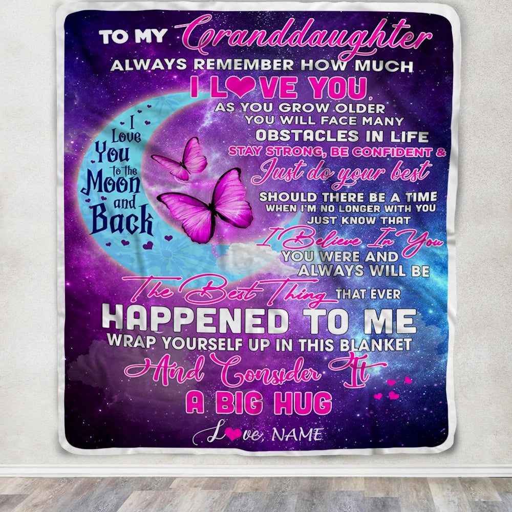Personalized to My Granddaughter from Nana Grandma Always Remember How Much I Love You Moon Butterfly Granddaughter Birthday Christmas Fleece Blanket Blanket | Teecentury.com