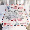 Personalized to My Memaw Blanket From Grandkids I Love You Hugs Air Mail Letter Memaw Birthday Valentine Christmas Wedding Anniversary Customized Fleece Blanket | teecentury