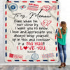 Personalized to My Memaw Blanket From Grandkids I Love You Hugs Air Mail Letter Memaw Birthday Valentine Christmas Wedding Anniversary Customized Fleece Blanket | teecentury