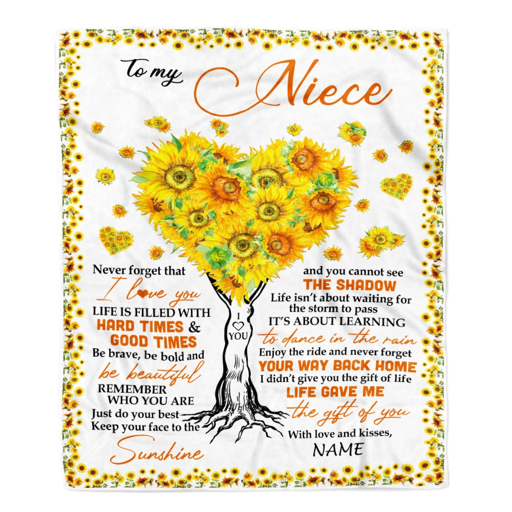 Personalized to My Niece Blanket from Aunt Auntie Life Gave Me The Gift of You Sunflower Niece Birthday Thanksgiving Christmas Customized Fleece Blanket Blanket | Teecentury.com