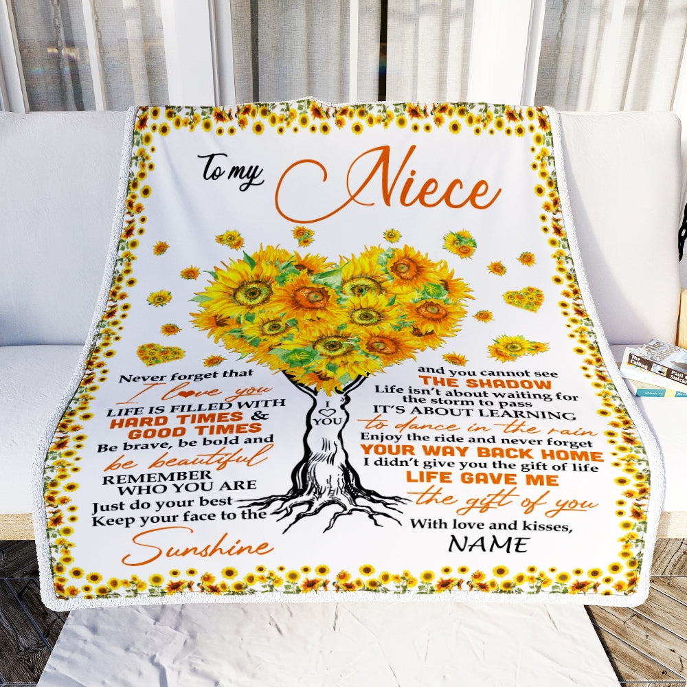 Personalized to My Niece Blanket from Aunt Auntie Life Gave Me The Gift of You Sunflower Niece Birthday Thanksgiving Christmas Customized Fleece Blanket Blanket | Teecentury.com