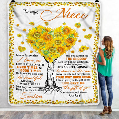 Personalized to My Niece Blanket from Aunt Auntie Life Gave Me The Gift of You Sunflower Niece Birthday Thanksgiving Christmas Customized Fleece Blanket Blanket | Teecentury.com