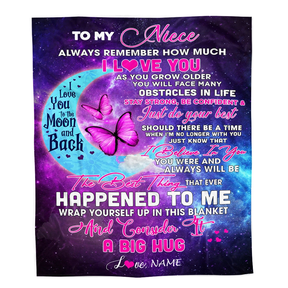 Personalized to My Niece Blanket from Aunt Auntie Uncle Always Remember How Much I Love You Moon Butterfly Niece Birthday Christmas Fleece Blanket Blanket | Teecentury.com