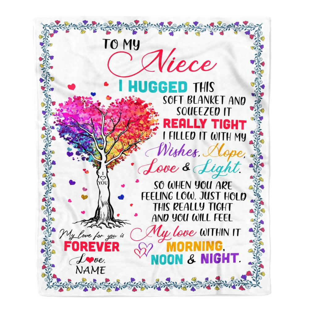 Personalized to My Niece Blanket from Aunt Auntie Uncle I Hugged This Soft Blanket Niece Birthday Thanksgiving Christmas Customized Fleece Blanket Blanket | Teecentury.com