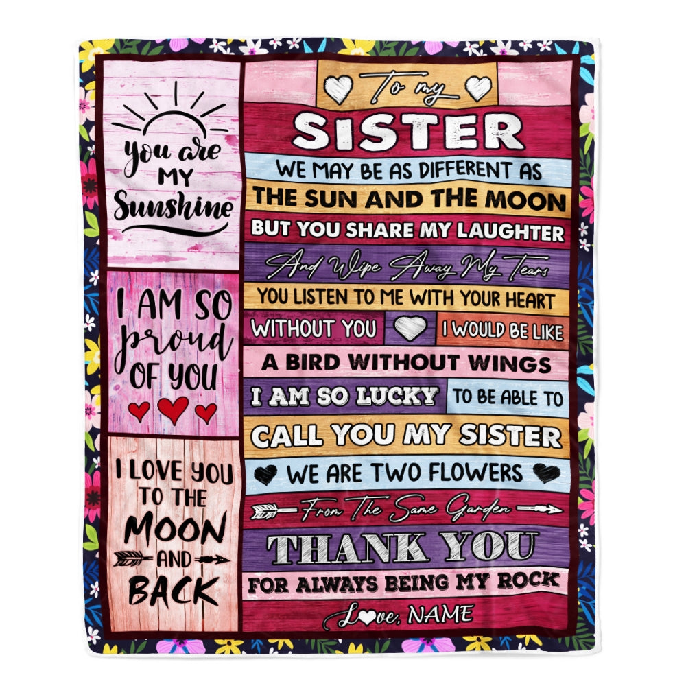 Personalized to My Sister Blanket From Sister Brother Thank You My Best Besties Sister Birthday Graduation Christmas Customized Fleece Throw Blanket Blanket | Teecentury.com
