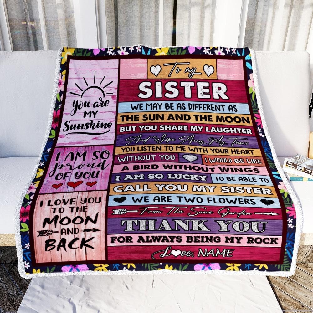 Personalized to My Sister Blanket From Sister Brother Thank You My Best Besties Sister Birthday Graduation Christmas Customized Fleece Throw Blanket Blanket | Teecentury.com